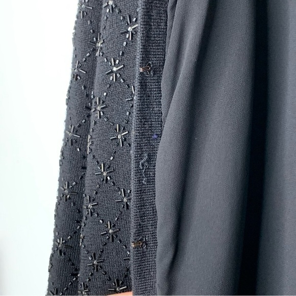 VINTAGE Ann Taylor Merino Wool Sequin Black Cardigan - Picture 9 of 10